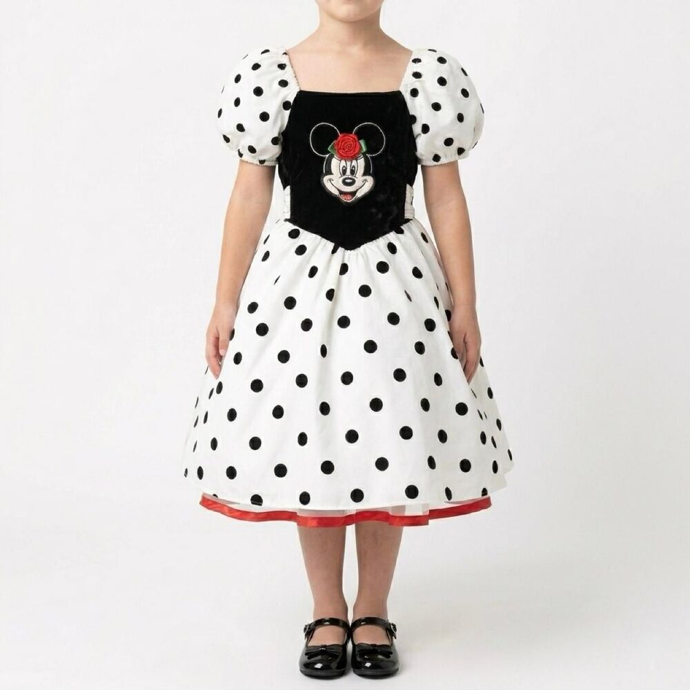 Vintage Disney Store Minnie Mouse Polka Dot Dress Size 6X Costume Puff Sleeves